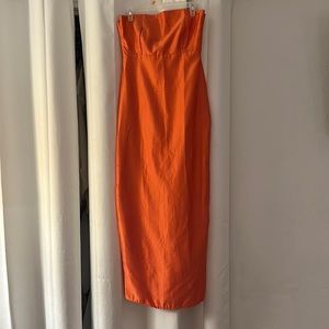 Handmade orange satin dress